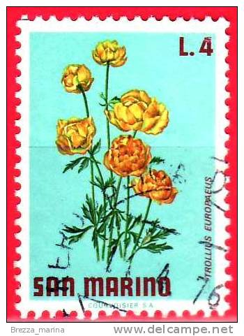 SAN MARINO - Usato - 1971 - Fiori - Flowers - Fleurs - 4 L. &bull; Luparia - Usados