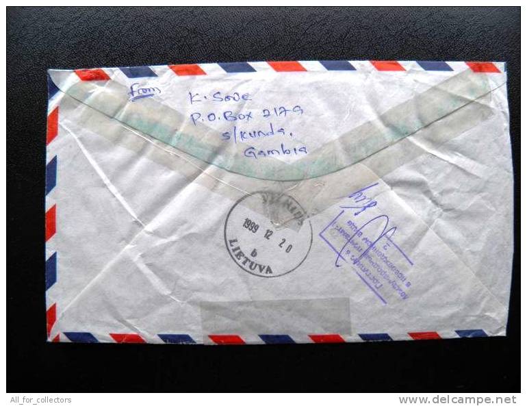 2 Scans, Cover Sent From Gambia To Lithuania, 1999, Animal Domestic Cat - Gambie (1965-...)