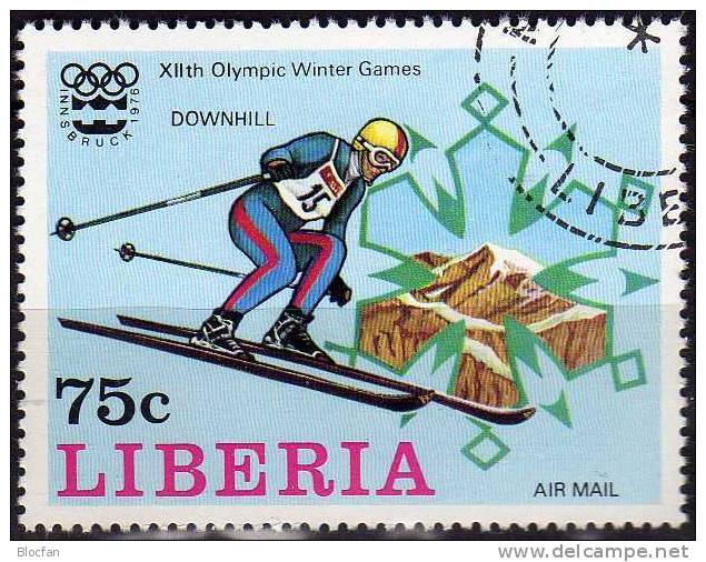 Olympia Innsbruck 1976 Liberia 986 Aus Block 79 O 2€ Skiabfahrt-Lauf Fogli Winter-sport Bloc Olympic Sheet Bf Africa - Inverno1976: Innsbruck