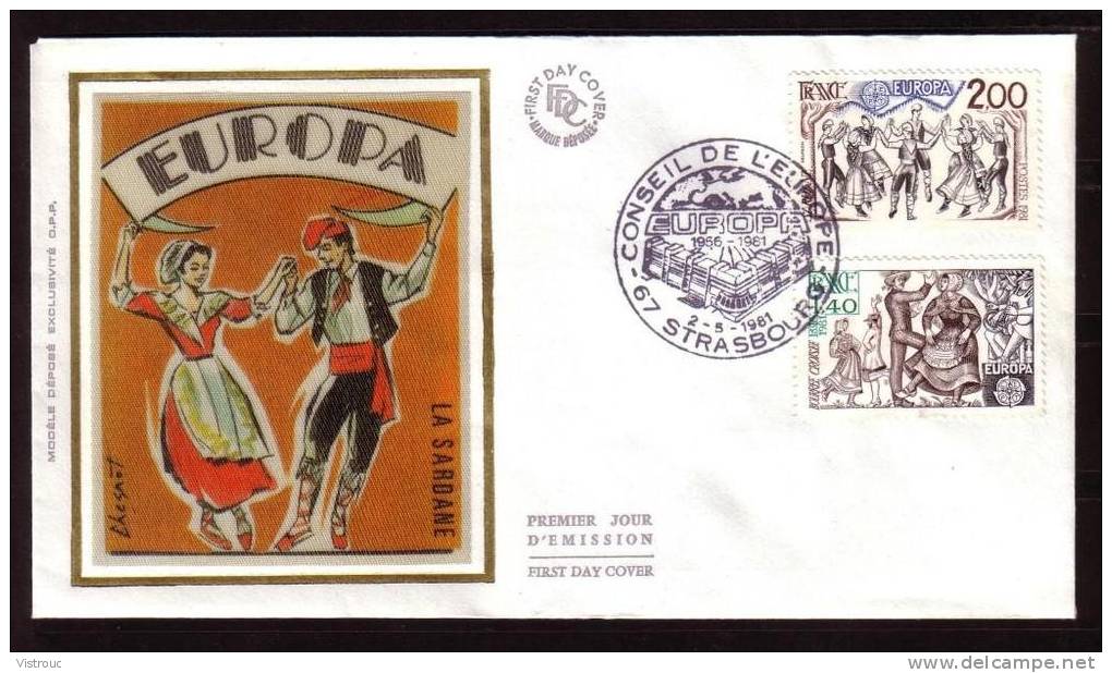 Y/T N° 2138/39 Sur  FDC Sur SOIE - Oblit 1 Ier Jour  STRASBOURG  2/5/81 - EUROPA 81 - Folklore - Danses. - 1980-1989