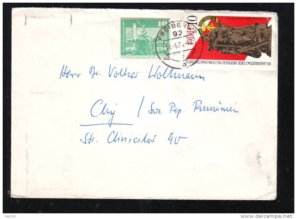 AIR MAIL COVER 1975 ,NICE FRANKING 2 STAMPS,FROM GERMANY SEND TO ROMANIA. - Lettres & Documents