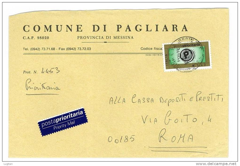 PAGLIARA  98020  PROV. MESSINA - ANNO 2004 -  LS  -  TEMA TOPIC COMUNI D'ITALIA - STORIA POSTALE - Macchine Per Obliterare (EMA)