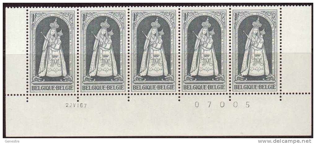 Belgique - 1967 - COB 1436 ** (MNH) En Bande De 5 - Dated Corners