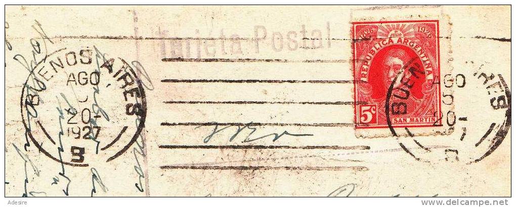 BUENES AIRES - PLAZA DE MAYO, Gelaufen 1927 Nach New York, Stempel Tarjeta Postal - Argentina