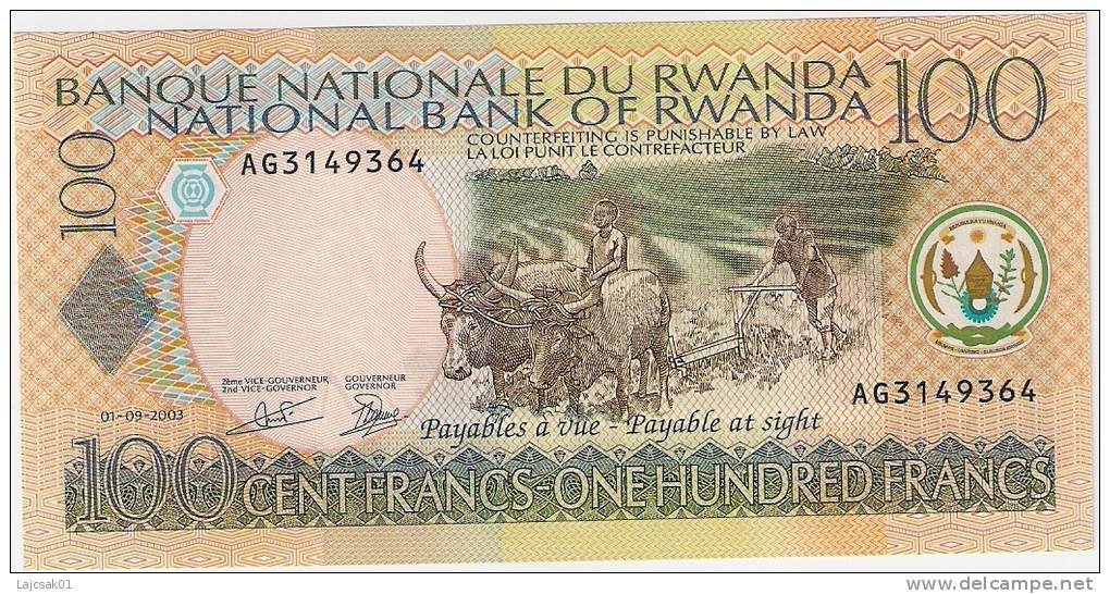 Rwanda 100 Francs 2003. UNC   01.09.2003. - Rwanda