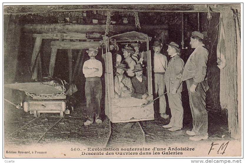 CARRIERES / Exploitation Souterraine D'une Ardoisière / Descente Des Ouvriers Dans Les Galeries / Animation - Autres & Non Classés