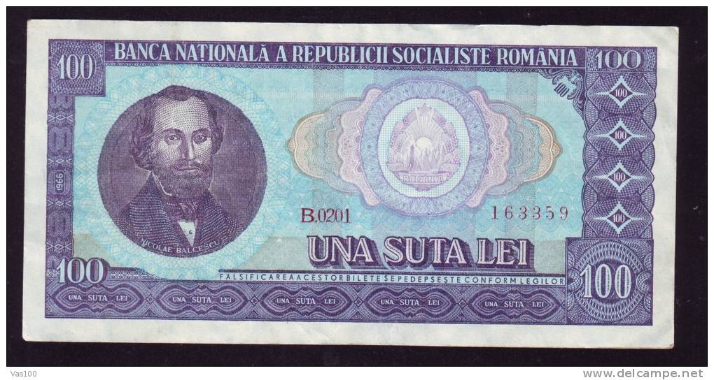 UNA SUTA  LEI  1966 BILETE 100 LEI ROMANIA. - Romania