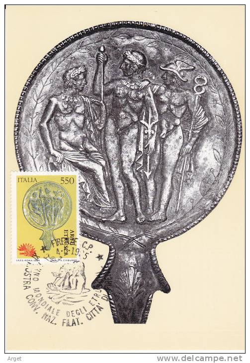 Carte- Maximum ITALIE N° Yvert 1636 (ART ETRUSQUE- Miroir D'argent- Apollon, Jupiter, Mercure) Obl Ill 1er Jour - Cartas Máxima