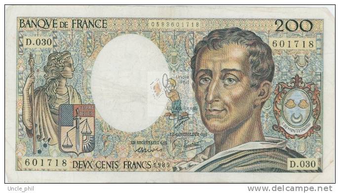 MONTESQUIEU 200 FRANCS - 1985 - D.030 - O - COTE IPCbanknotes: 20 Euros - 200 F 1981-1994 ''Montesquieu''