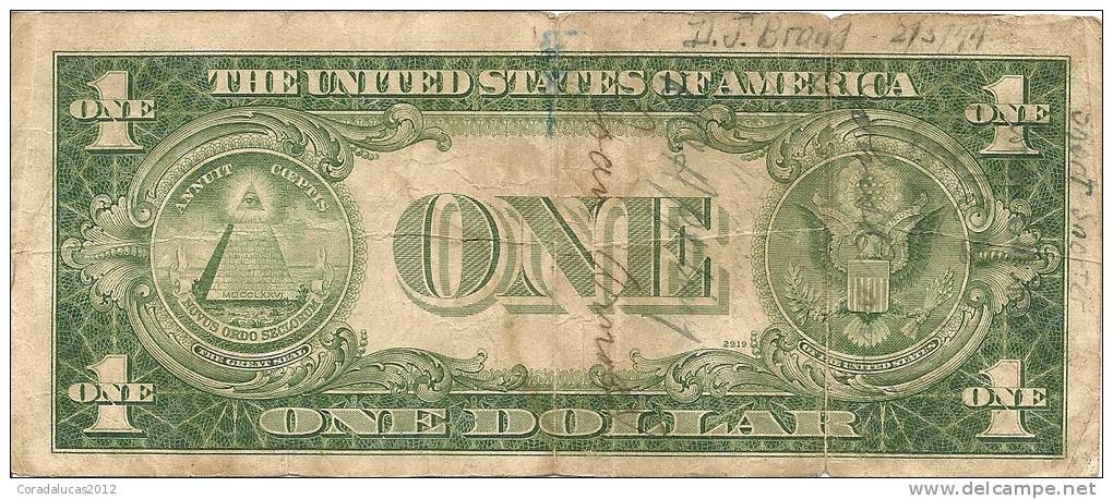 BILLET ONE DOLLAR SHORT SNORTER 2/3/44 - Federal Reserve Notes (1928-...)