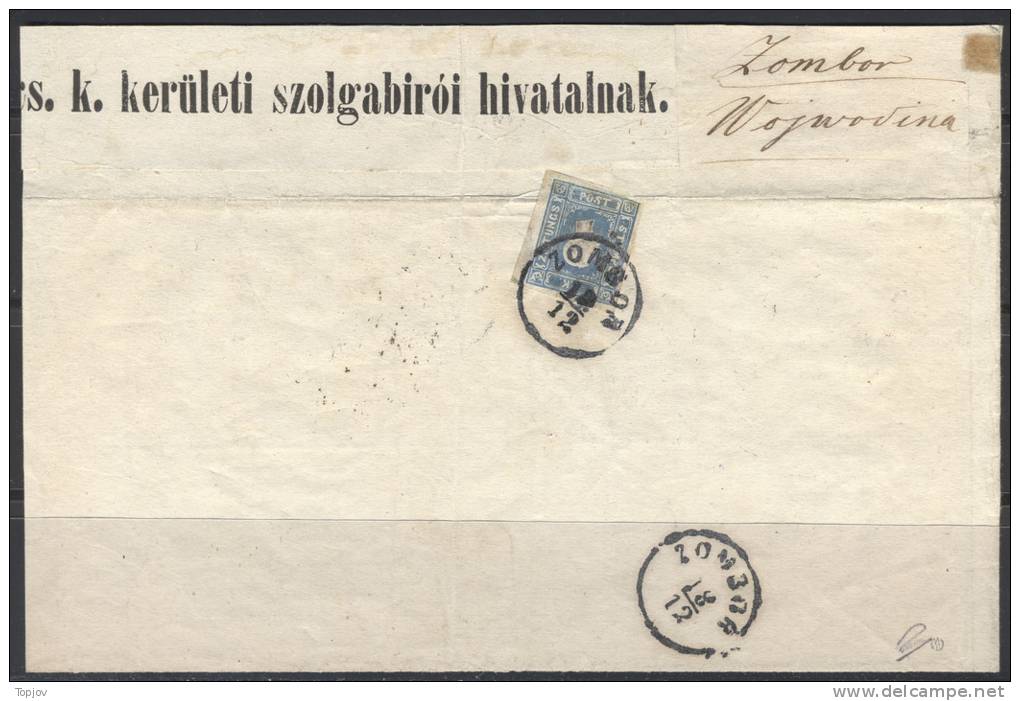 AUSTRIA - ÖSTERREICH - WOJWODINA - ZOMBOR - Mi. 16 Type I - 18.12.1858 - RARE - Dagbladen