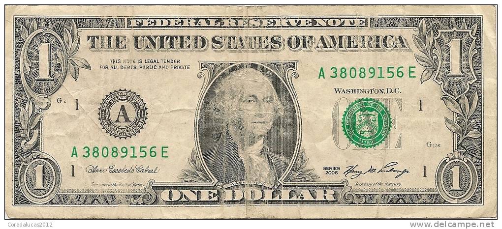 BILLET ONE DOLLAR  SERIE 2006 - Billetes De La Reserva Federal (1928-...)