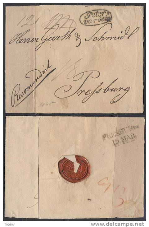 AUSTRIA - ÖSTERREICH  - EXOFFO - RECOMM. PETERVARDEIN To PRESBURG - 10.3.1845 - ...-1850 Préphilatélie