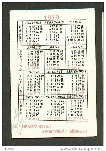 USSR  RUSSIA  POCKET CALENDAR  1979 LITTLE GIRLS WITH BALLOONS ,  INSURANCE - Petit Format : 1971-80