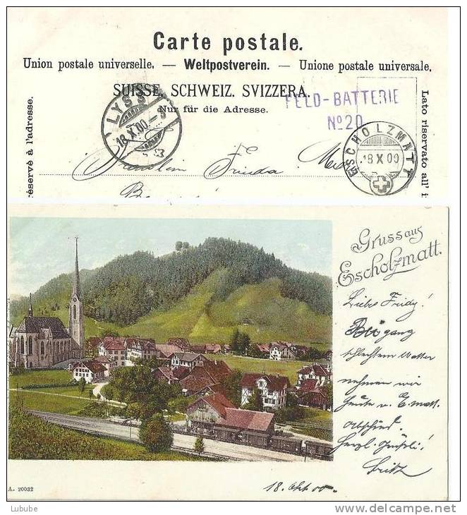 Escholzmatt - Dorfansicht Mit Bahnhof             1900   Feldpost - Escholzmatt