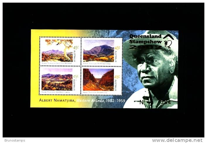 AUSTRALIA - 2002  NAMATJIRA   MS  OVERPRINTED QUEENSLAND STAMPSHOW MINT NH - Blocks & Sheetlets