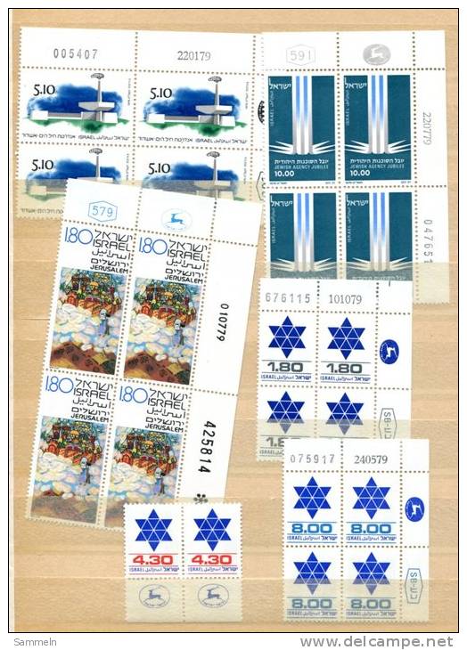 5087 - ISRAEL - größeres Lot mit postfrischen Marken u. Blöcken, viele Viererblöcke, hohe Nominale - lot of mnh stamps