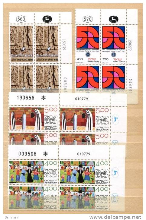 5087 - ISRAEL - größeres Lot mit postfrischen Marken u. Blöcken, viele Viererblöcke, hohe Nominale - lot of mnh stamps