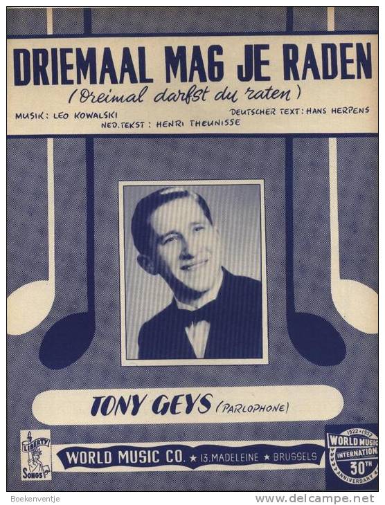 Driemaal Mag Je Raden - Tony Geys - Dreimal Darfst Du Raten - Choral