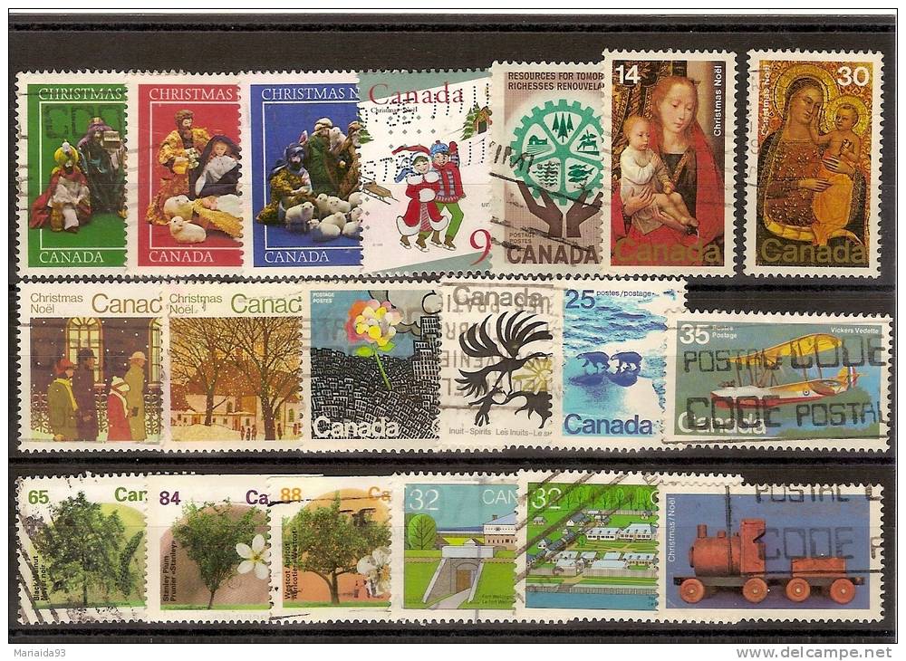 CANADA - LOT DE 19 TIMBRES OBLITERES DIFFERENTS - Collections