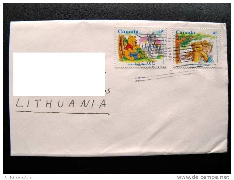 Cover Sent From CANADA To Lithuania, 1996, Winnie Disney Bear Christopher Robin - Enveloppes Commémoratives