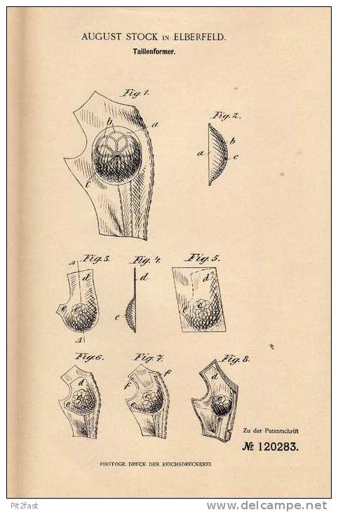 Original Patentschrift - A. Stock In Elberfeld , 1900 , Former Für Taille , Taillenformer , Wuppertal , Korsett , Corset - Avant 1900