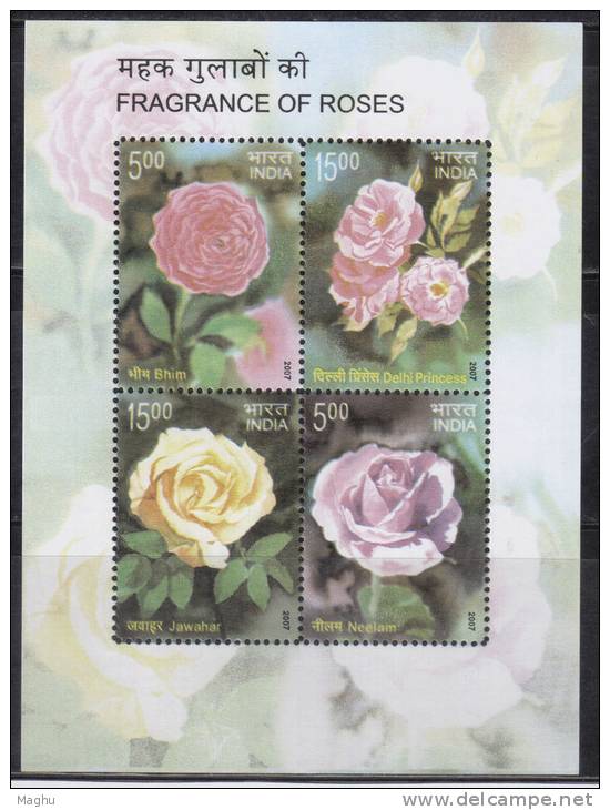 India 2007  Roses Miniature, MS, Rose, Flower - Neufs