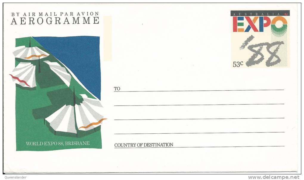 1988 World Expo 88 Brisbane Complete Unused Aerogramme Folded But Lovely Condition - Aérogrammes