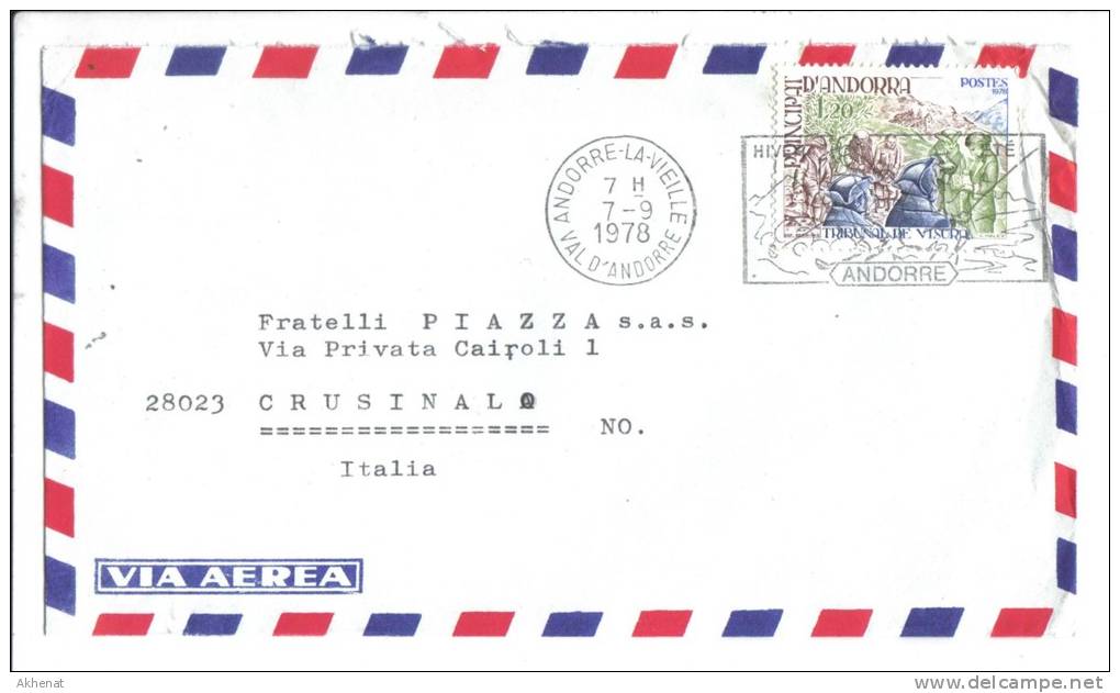 TZ353 - ANDORRA , Lettera Commerciale Per L ' Italia Del 1978 - Cartas & Documentos