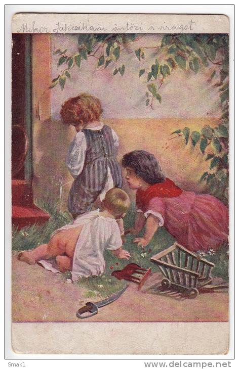 P CHILDREN PLAYING WITH TOYS F. STURM  Nr. 159  OLD POSTCARD 1917. - Other & Unclassified