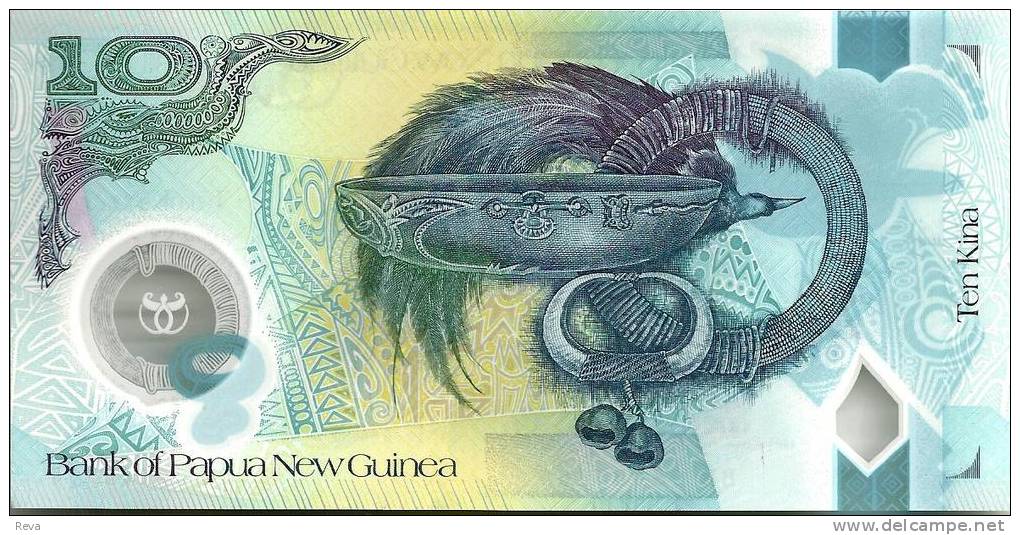 PAPUA NEW GUINEA 10 KINA BLUE BUILDING FRONT & ARTEFACTS BACK POLYMER SIGN.11 DATED (20)08 UNC P.NEW READ DESCRIPTION !! - Papouasie-Nouvelle-Guinée