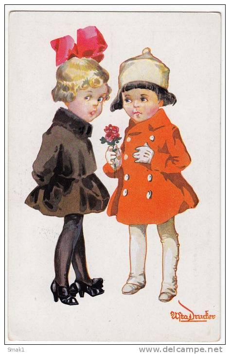 P CHILDREN GIRLS DRESSED UP  AMAG Nr. 365 OLD POSTCARD - Other & Unclassified