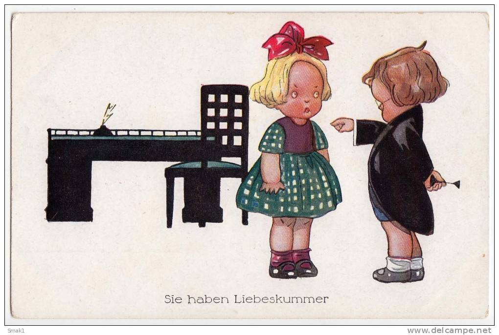 P CHILDREN BOY TEACHING A GIRL NEUE MEISTER Nr. 474  OLD POSTCARD - Other & Unclassified