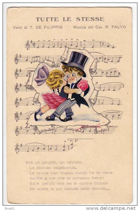 P CHILDREN BOY AND A GIRL DANECING ON A SONG GGM  Nr. 685  OLD POSTCARD - Other & Unclassified