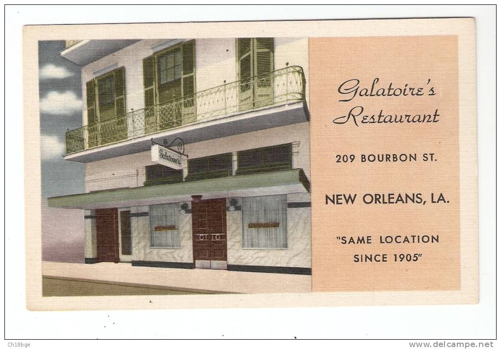 CPA -  - Lousiana - New Orleans : Galatoire´s Restaurant 209 Bourbon St.  . Colors - New Orleans