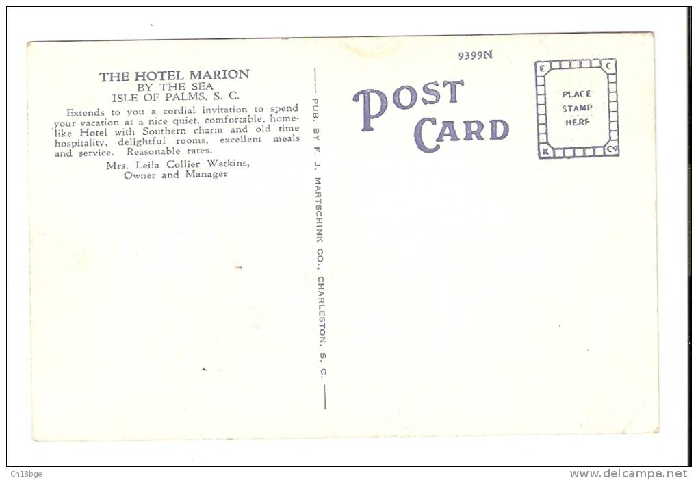 CPA -  South Carolina - Isle Of Palm  S.C. : The Hotel Marion By The Sea - Other & Unclassified