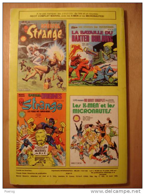 STRANGE N°188 D'AOUT 1985 - BD - L' ARAIGNEE SPIDERMAN - LA DIVISION ALPHA - DAREDEVIL - SUPER HEROS LUG MARVEL - Strange