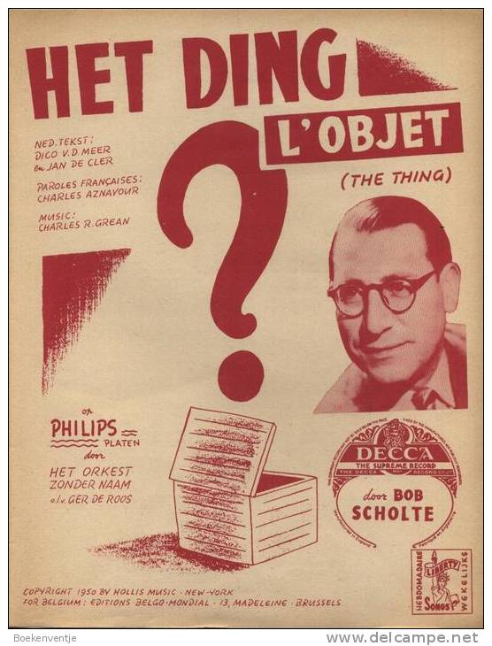 Het Ding - Bob Scholte - L'Objet - The Thing - Gezang