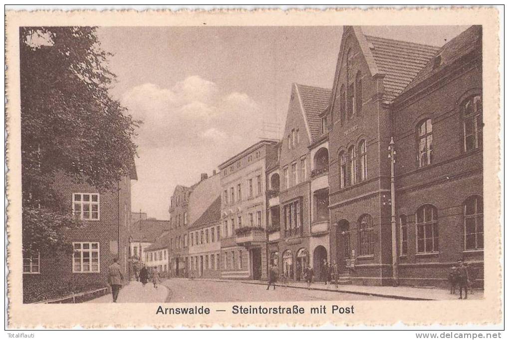 Arnswalde Steintorstrasse Mit Post Belebt Choszczno TOP-Erhaltung Ungelaufen - Pommern