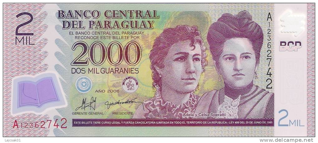 Paraguay 2000 Guaranies 2008. UNC Polymer - Paraguay