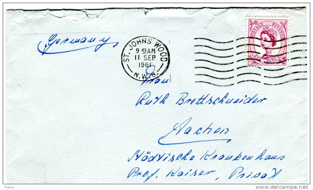 Great Britain- Cover Posted From St. Johns Wood-London [11.9.1961] To Aachen/ Germany - Briefe U. Dokumente