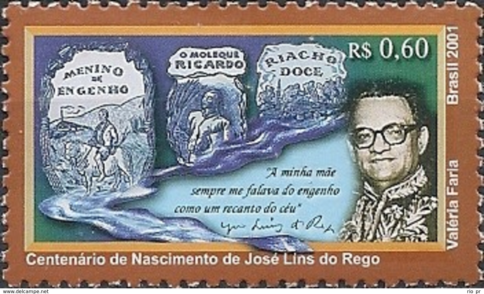 BRAZIL - BIRTH CENTENARY OF JOSÉ LINS DO RÊGO (1901-1987), WRITER 2001 - MNH - Ungebraucht