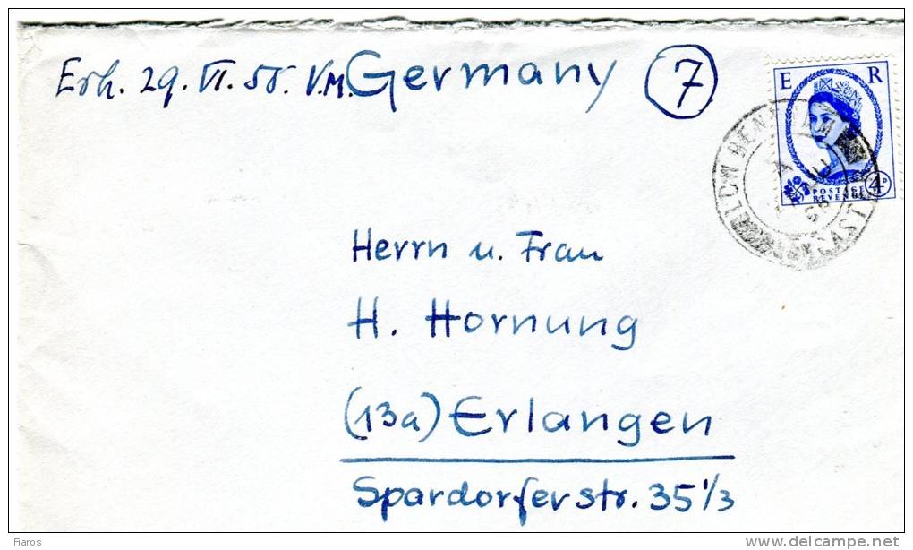 Great Britain- Cover Posted From Low Bentham Via Lancaster [4.7.1956] To Erlangen-Bavaria/ Germany - Briefe U. Dokumente