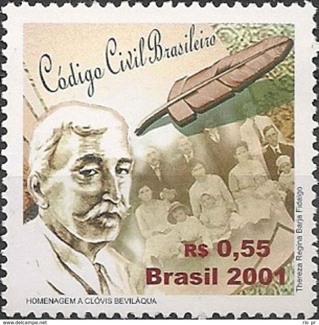 BRAZIL - CLÓVIS BEVILÁQUA (1859-1944), WRITER OF CIVIL LAW CODE  2001 - MNH - Ungebraucht
