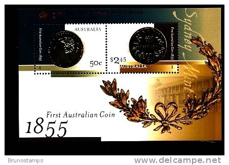 AUSTRALIA - 2005  FIRST AUSTRALIAN COIN  MS OVPT PACIFIC EXPLORER IN RED MINT NH - Hojas Bloque