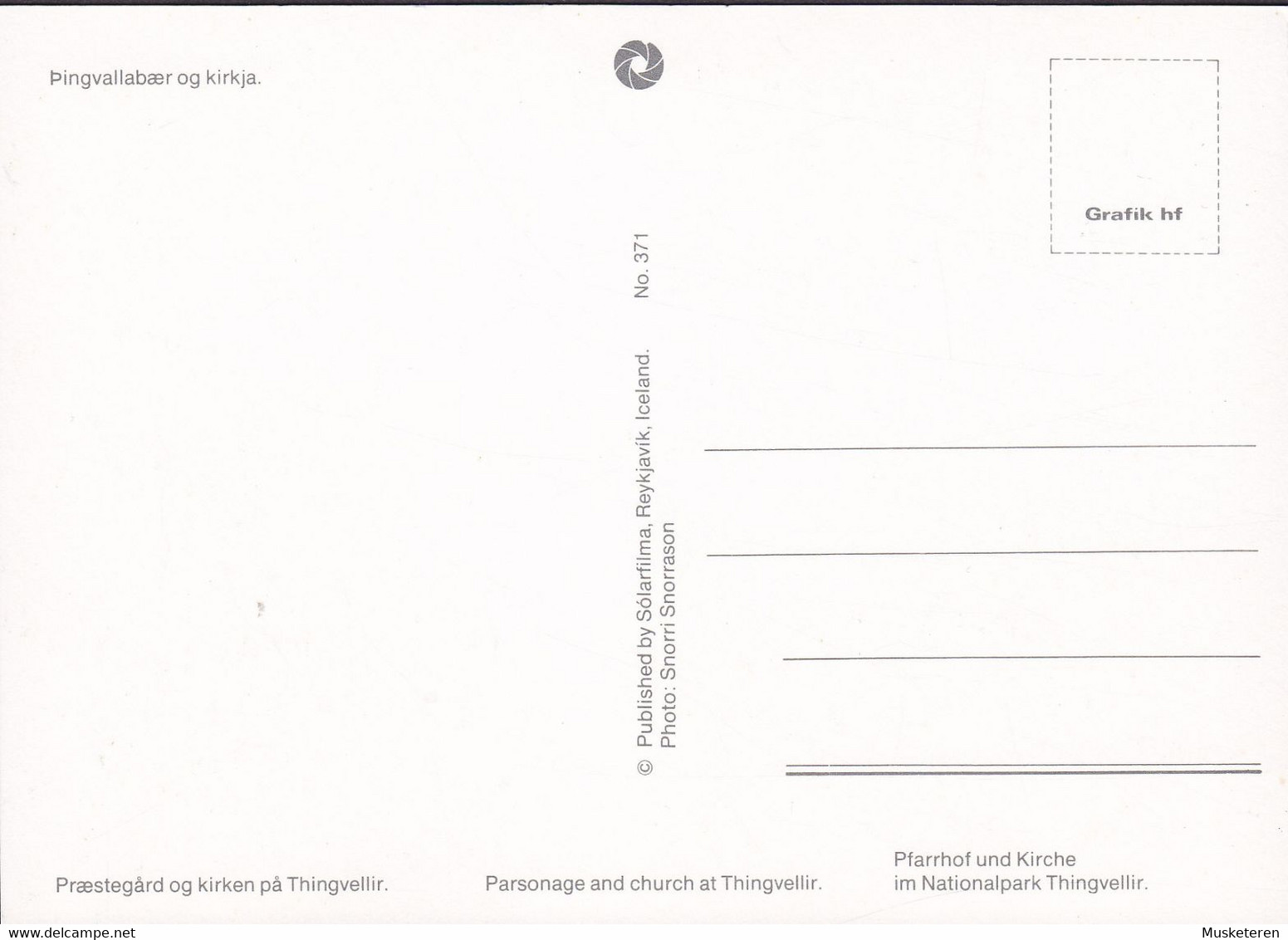 Iceland PPC Præstegård Og Kirken På Thingvellir Pfarrhof Und Kirche Parsonage And Church No. 371 - IJsland
