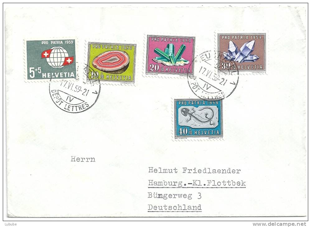 Pro Patria Satzbrief  Neuchâtel - Hamburg          1959 - Briefe U. Dokumente