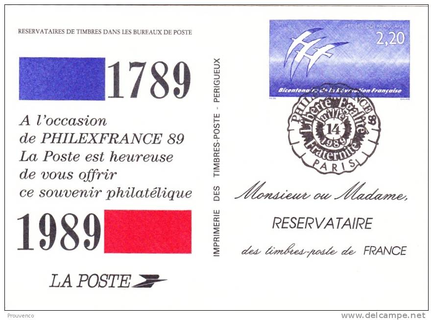 CARTE  Souvenir Philatelique1989 - Pseudo-officiële  Postwaardestukken