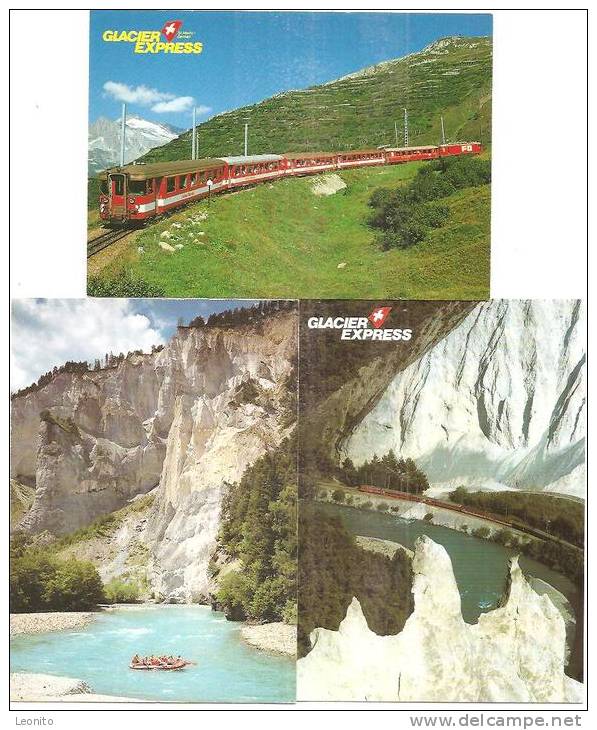 GLACIER EXPRESS Bahn Rheinschlucht Bei Flims Versam 3 Ansichtskarten - Flims
