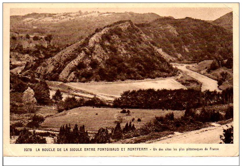 Cpa 63 Puy De Dome Pontgibaud Et Montfermy Panorama Boucle De La Sioule - Andere & Zonder Classificatie